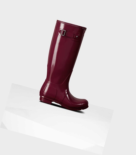 Stivali Alti Donna Hunter Original Gloss Wellington Bordeaux | GTLPOA-753