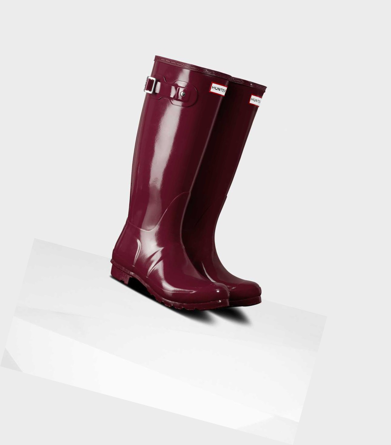 Stivali Alti Donna Hunter Original Gloss Wellington Bordeaux | GTLPOA-753