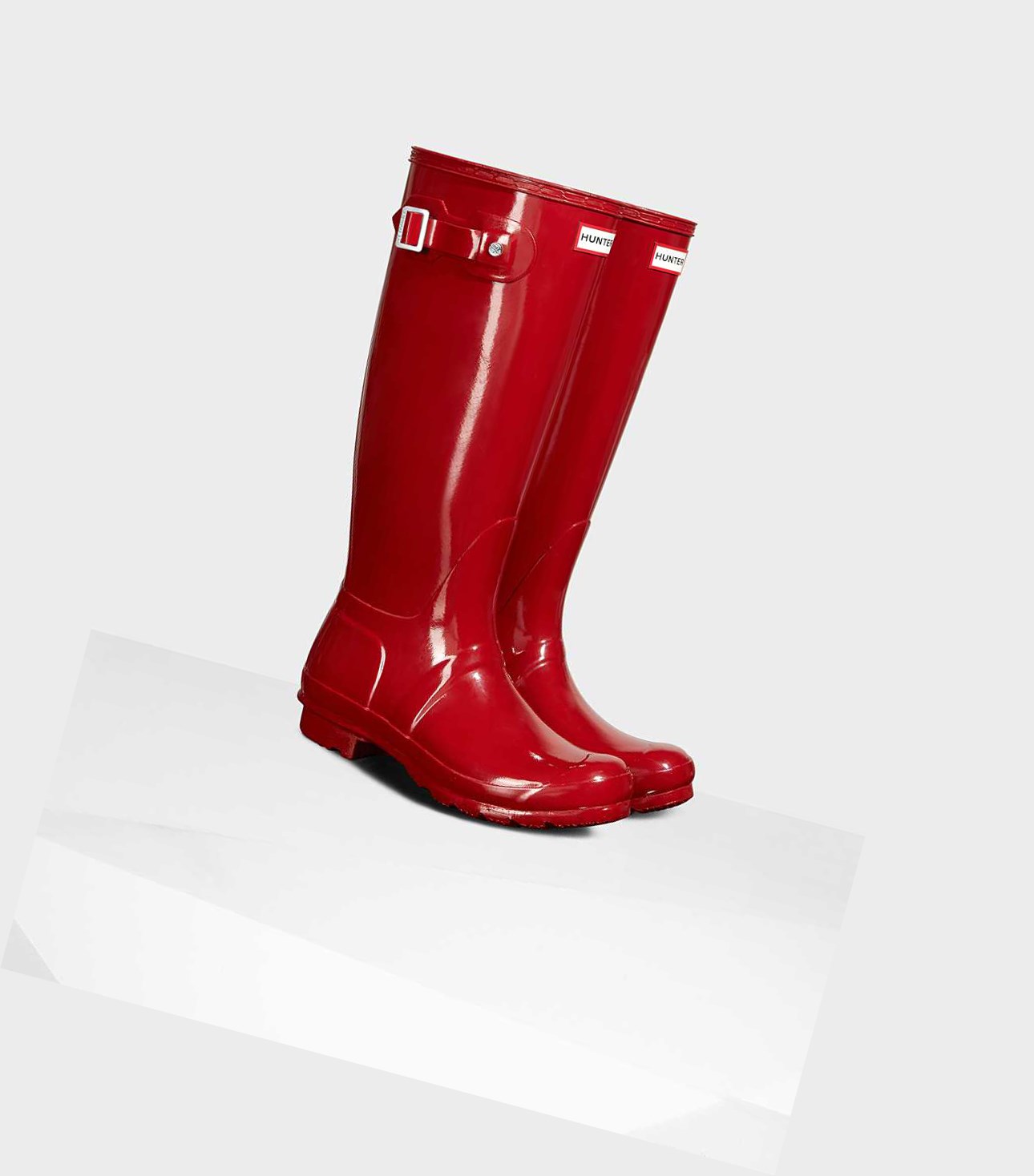 Stivali Alti Donna Hunter Original Gloss Wellington Rosse | PJGNUH-508