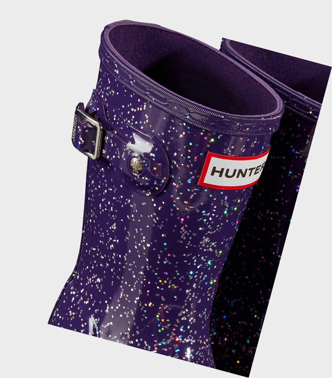 Stivali Corti Bambino Hunter Original Little Giant Glitter Wellington Viola | QSALRM-954