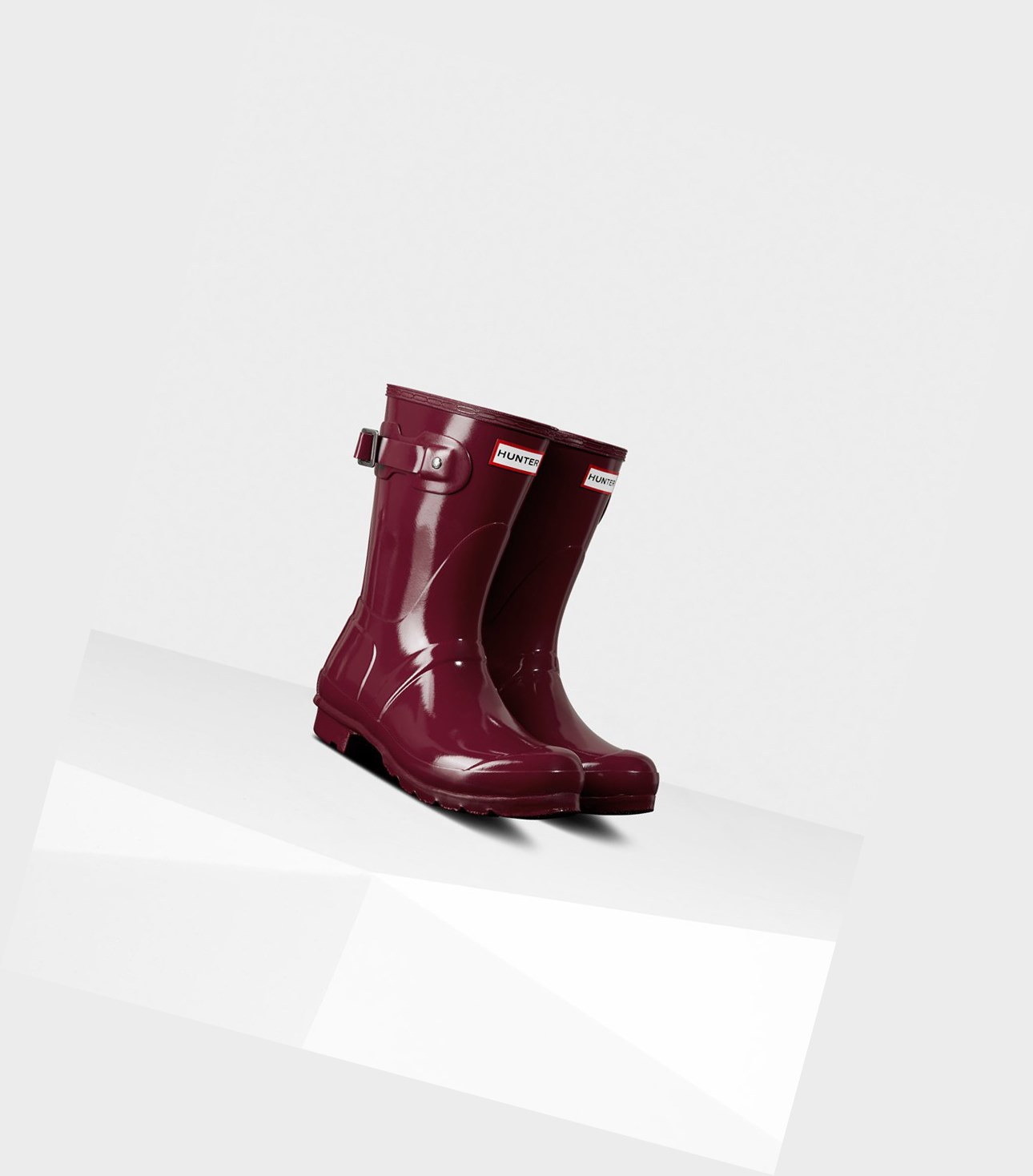 Stivali Corti Donna Hunter Original Gloss Bordeaux | IGXFLK-483